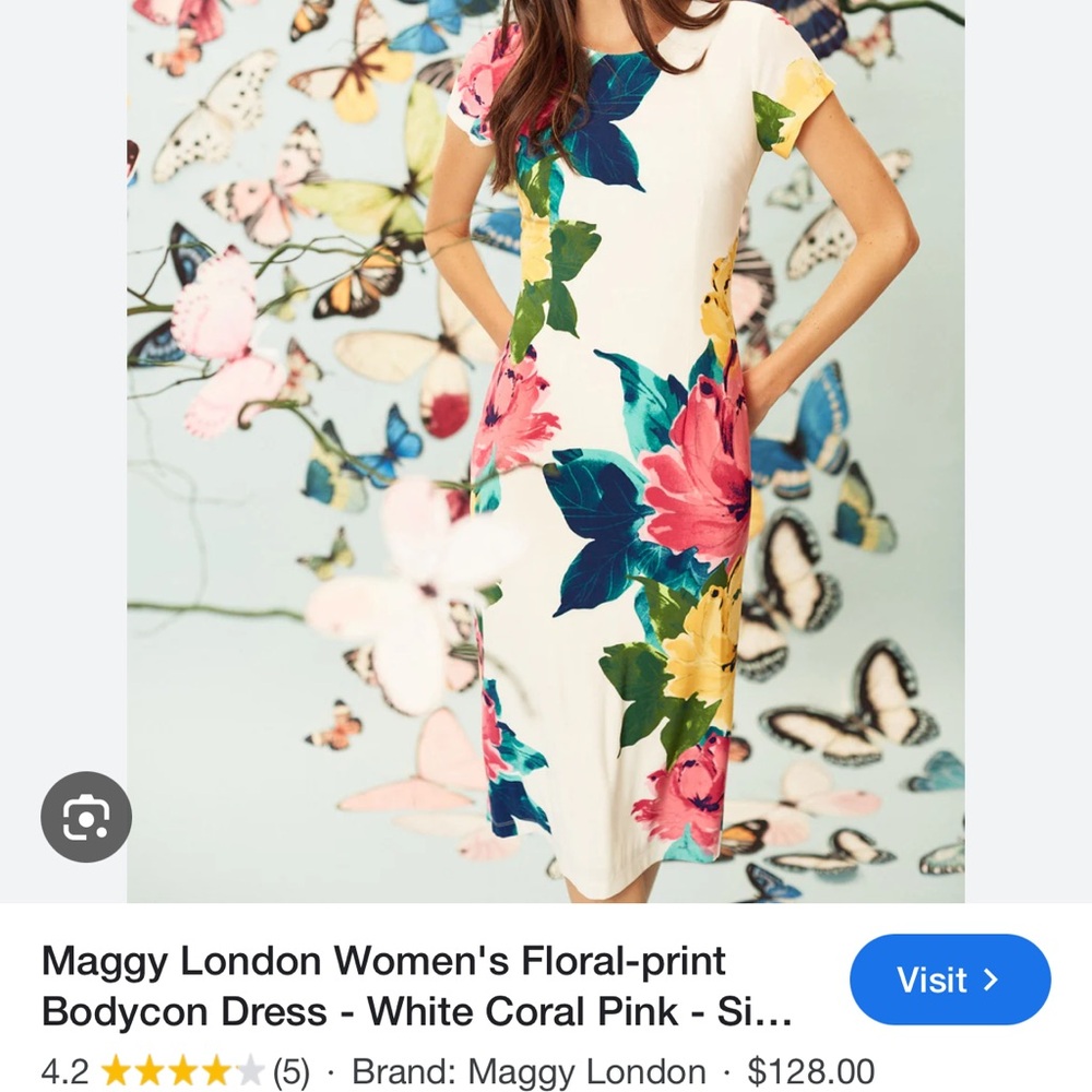 Maggy London Pink and Blue Bodycon Midi Dress